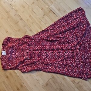 Wild Blue Red and Blue Pretty Floral Button Down Dress